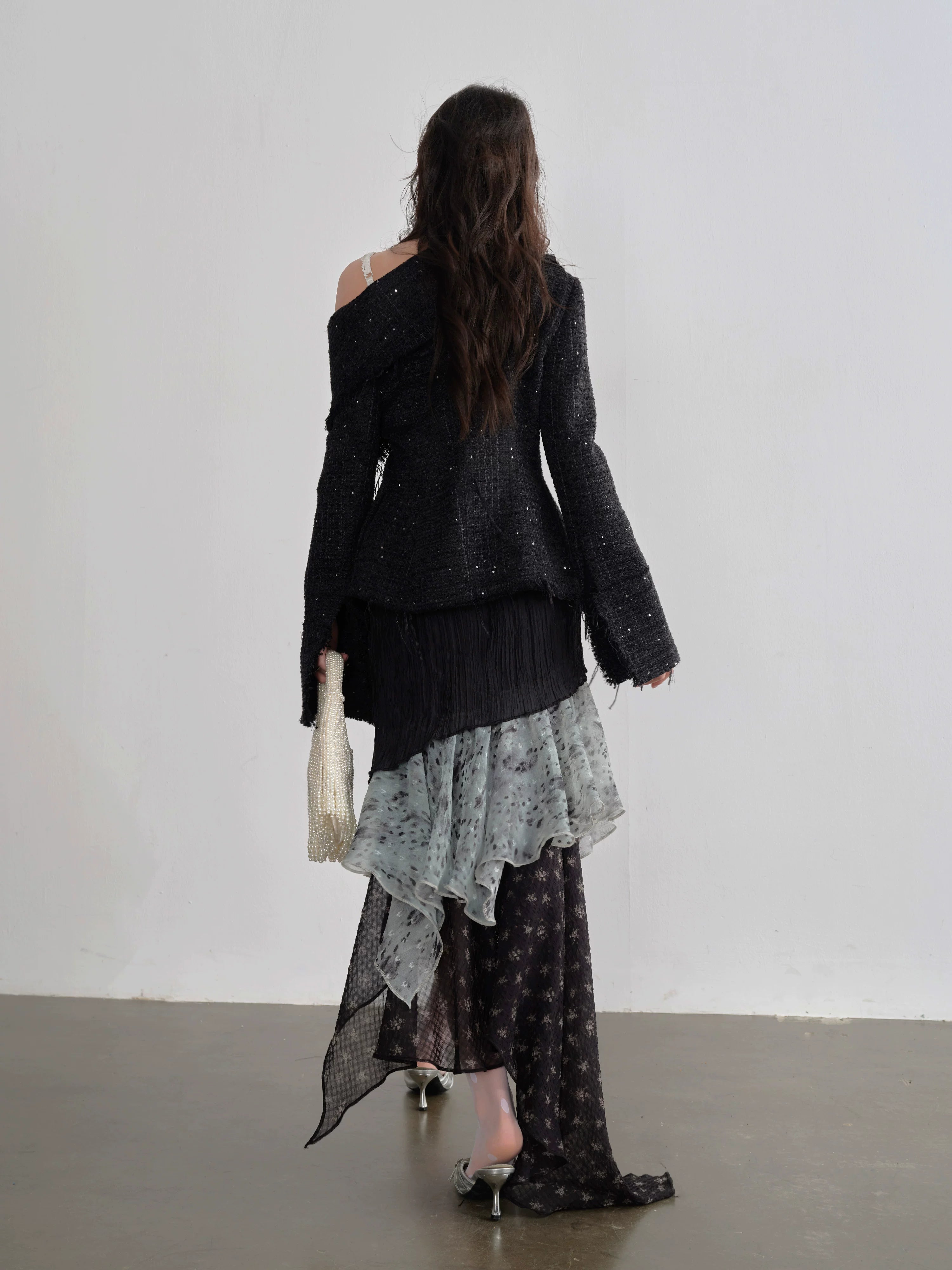Noirglint Asymmetric Tweed Jacket