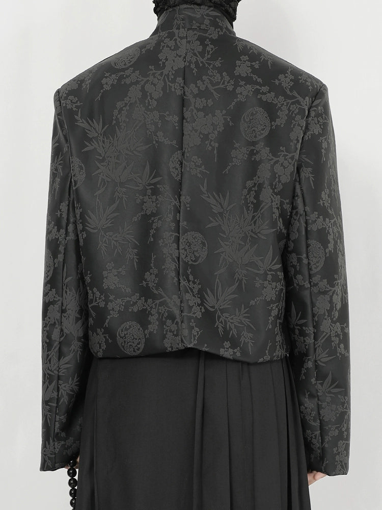 Black Jacquard Mandarin Jacket