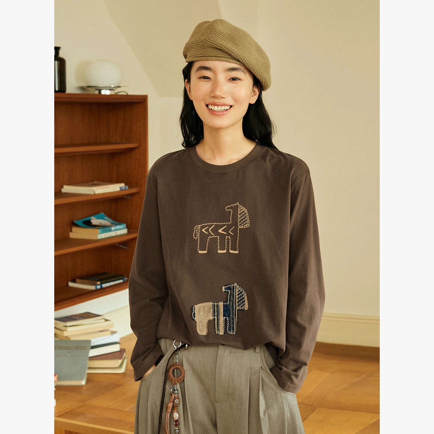 Abstract Horse Patch Long Sleeve T Shirt