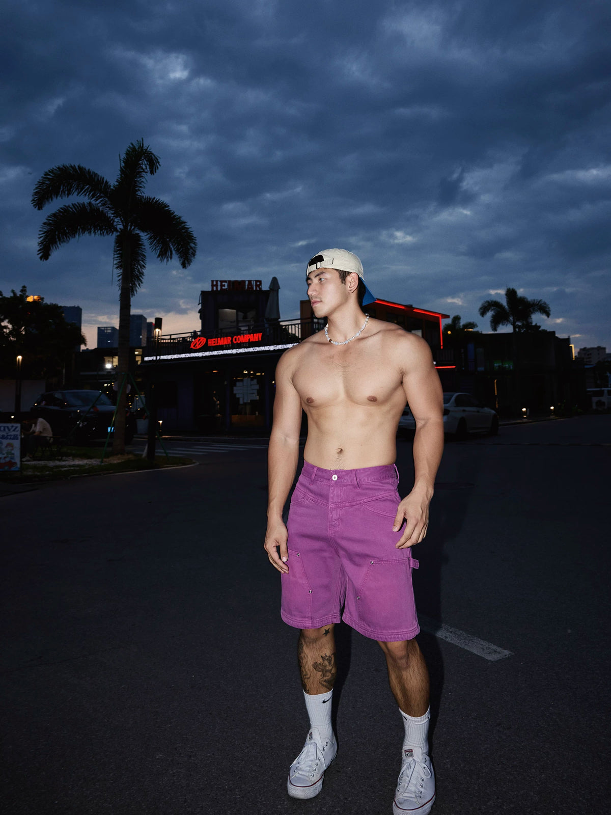 Violet Utility Carpenter Denim Shorts