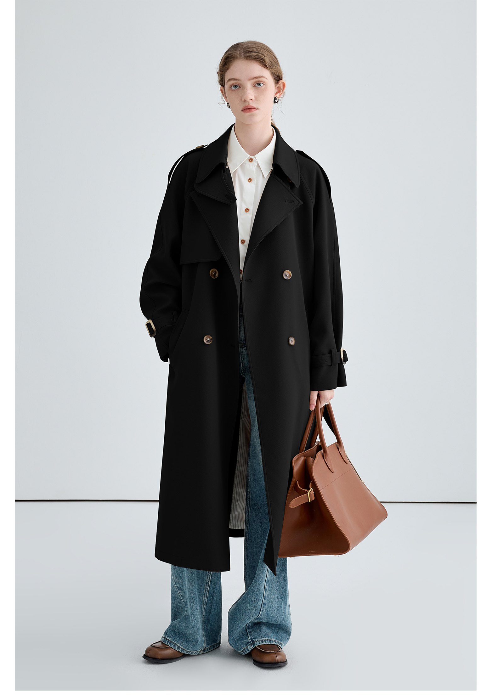 Autumn Mid-Length British Style Trench Coat - chiclara