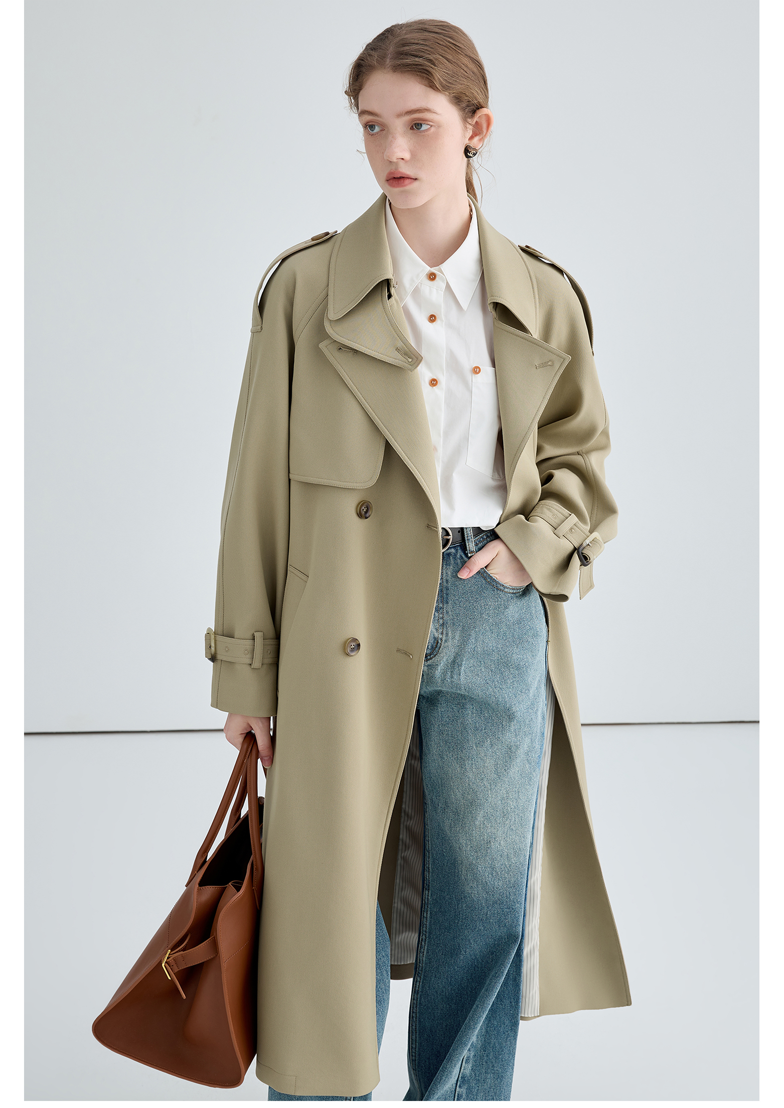 Autumn Mid-Length British Style Trench Coat - chiclara