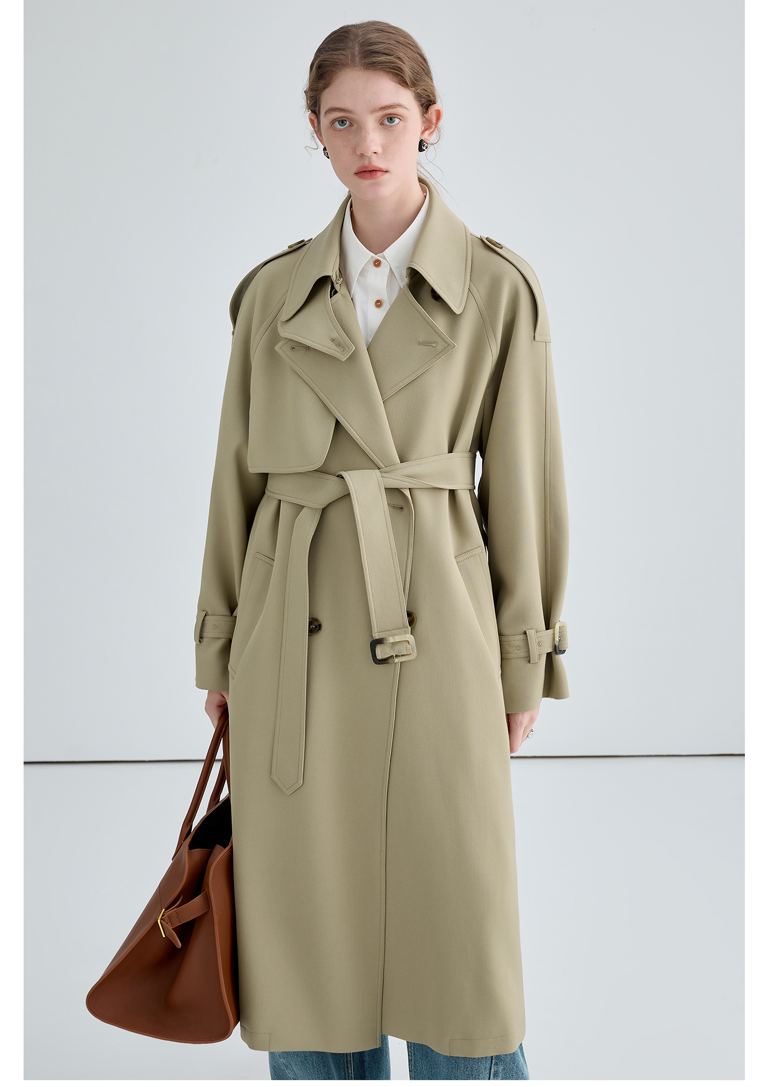 Autumn Mid-Length British Style Trench Coat - chiclara