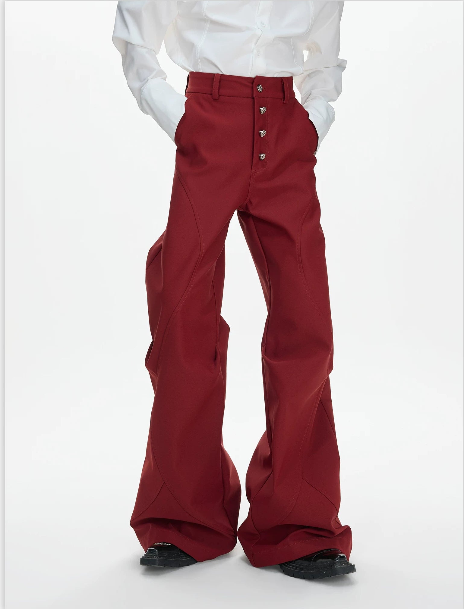 Ivory Spire Paneled Flare Trousers