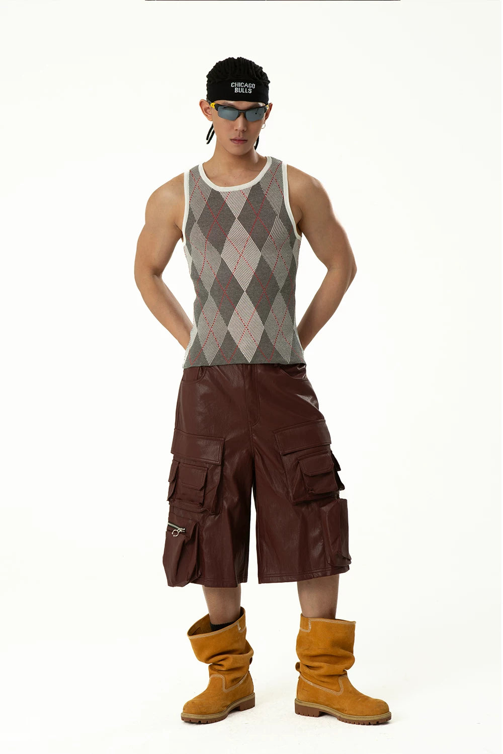Retro Fairway Argyle Knit Tank Top