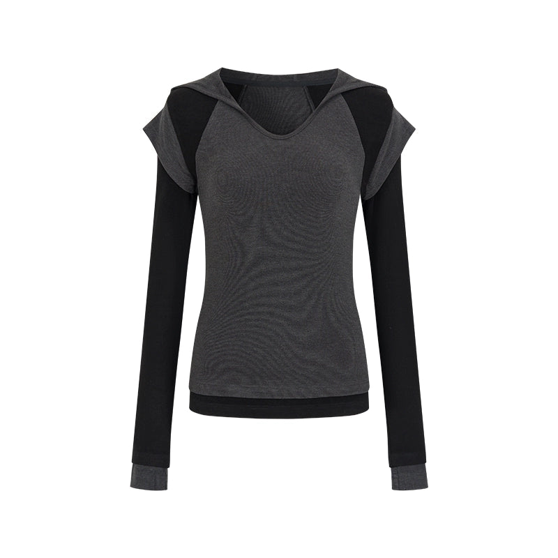 Two Layered Hooded Top