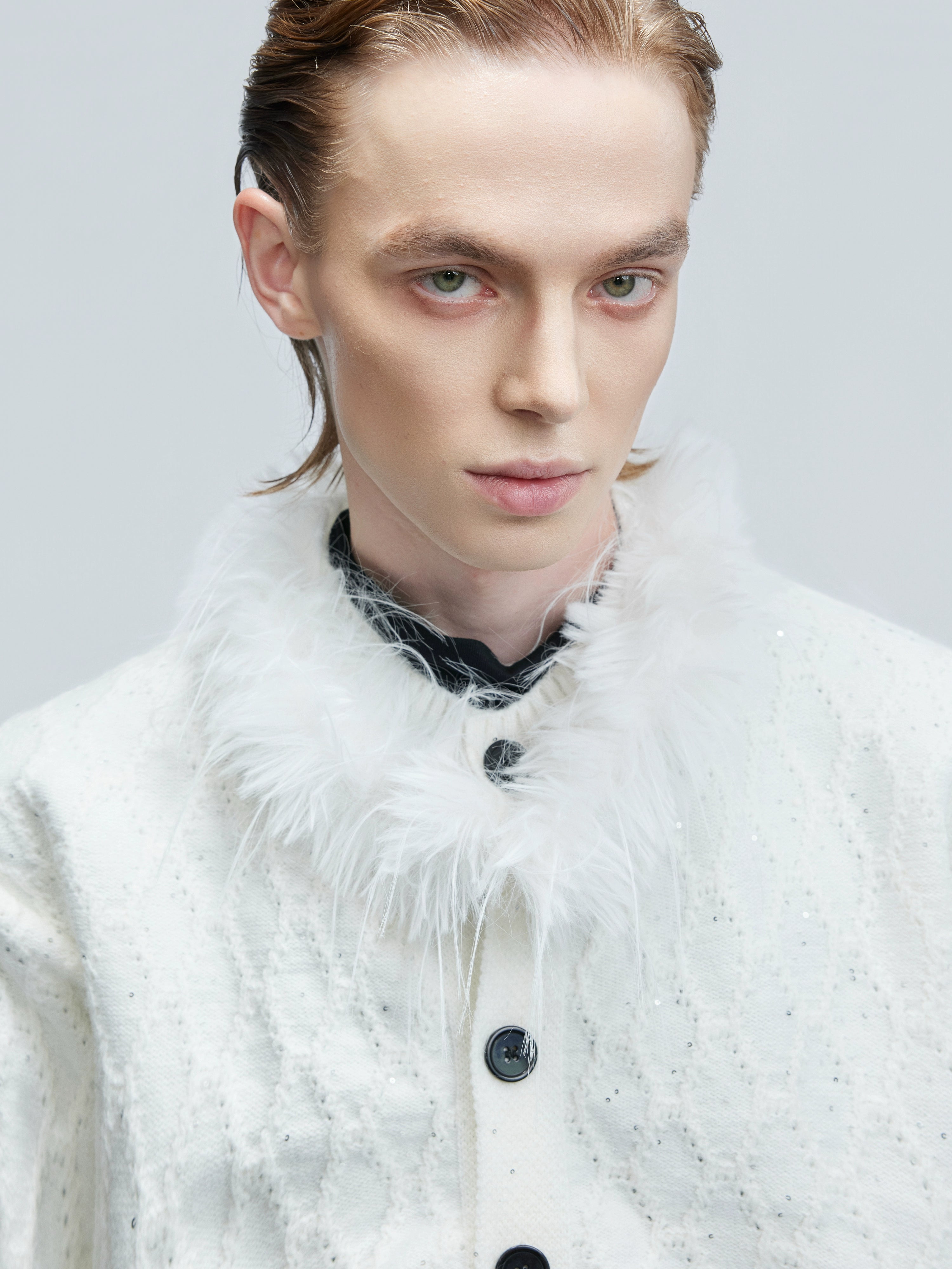 Feather Frost Cable Knit Cardigan