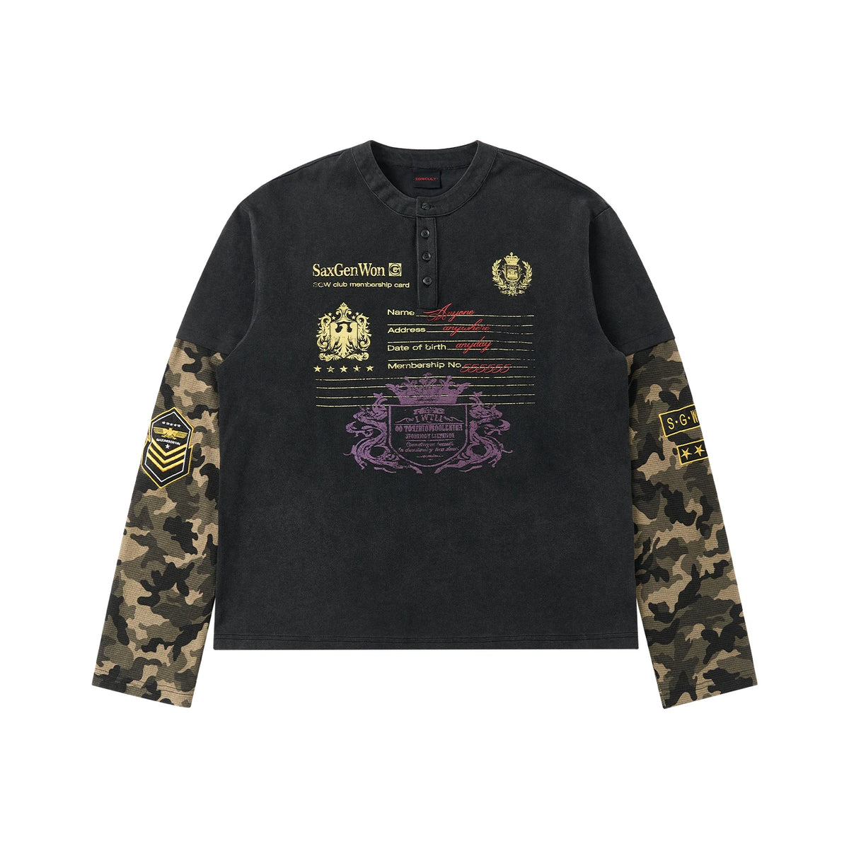 Camo Regiment Layered Henley Shirt