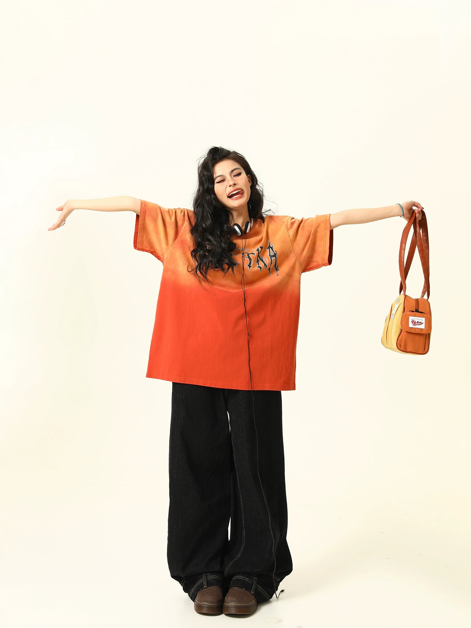 Oversized Orange Gradient Graphic Tee