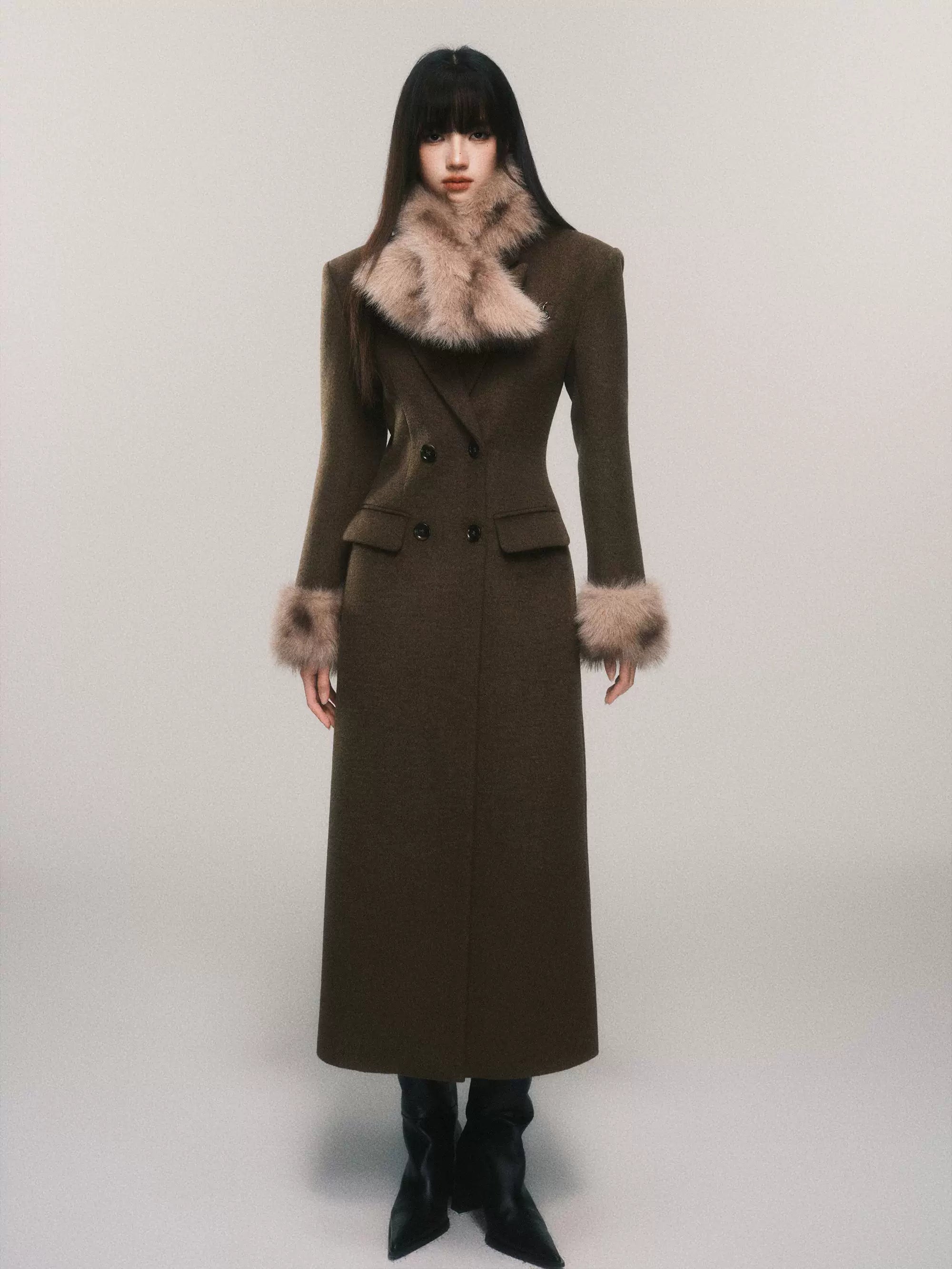 Midnight Marquis Faux Fur Cuff Coat
