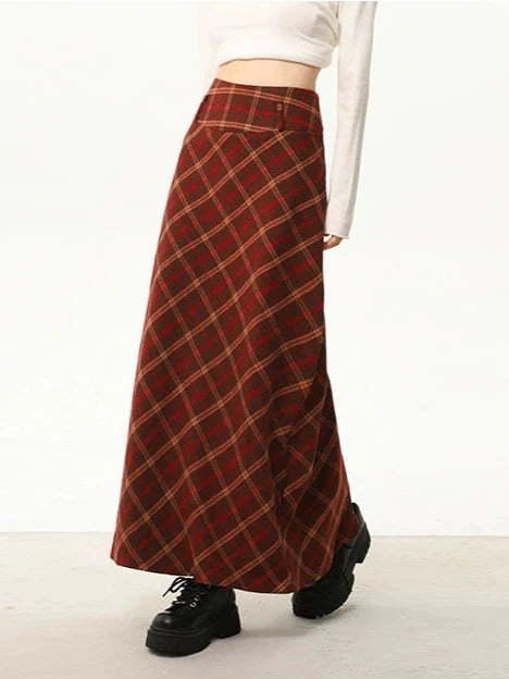 High-Waisted Plaid Skirt