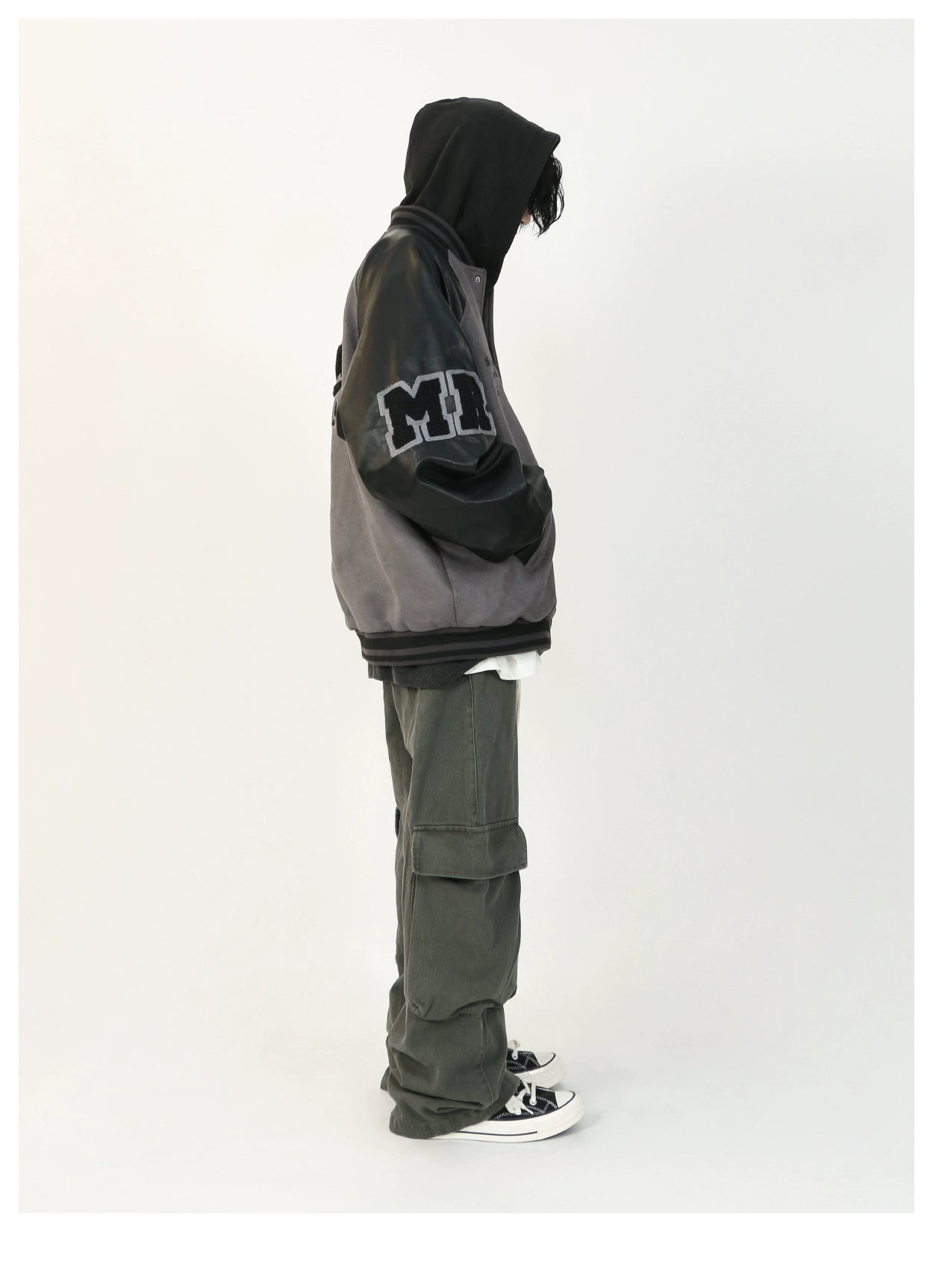 Monochrome Script Varsity Bomber Jacket