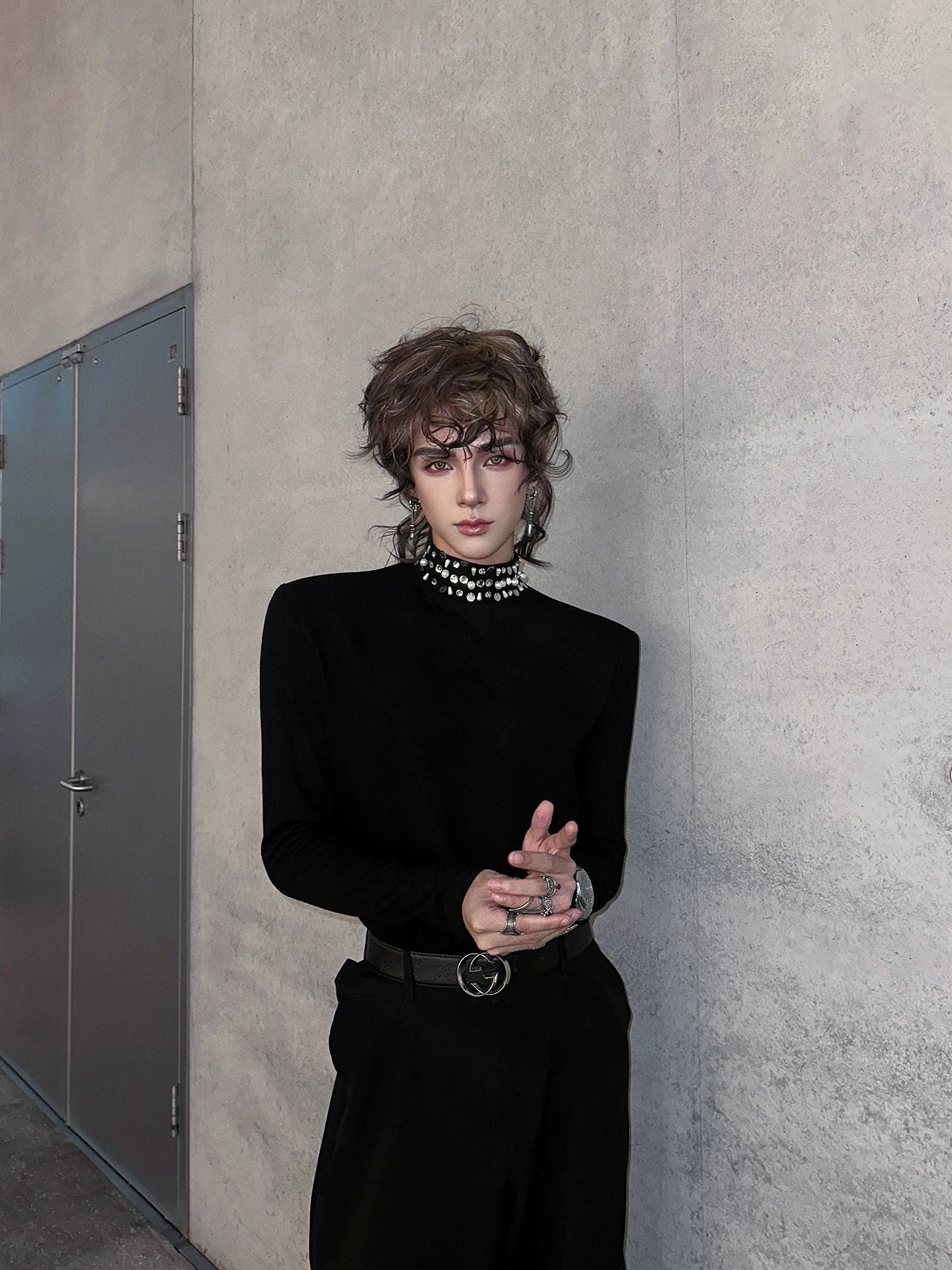 Starlit Collar Crystal Knit Top