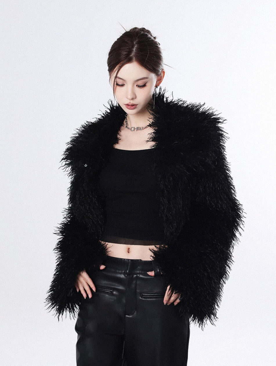 Black Faux Fur Party Coat