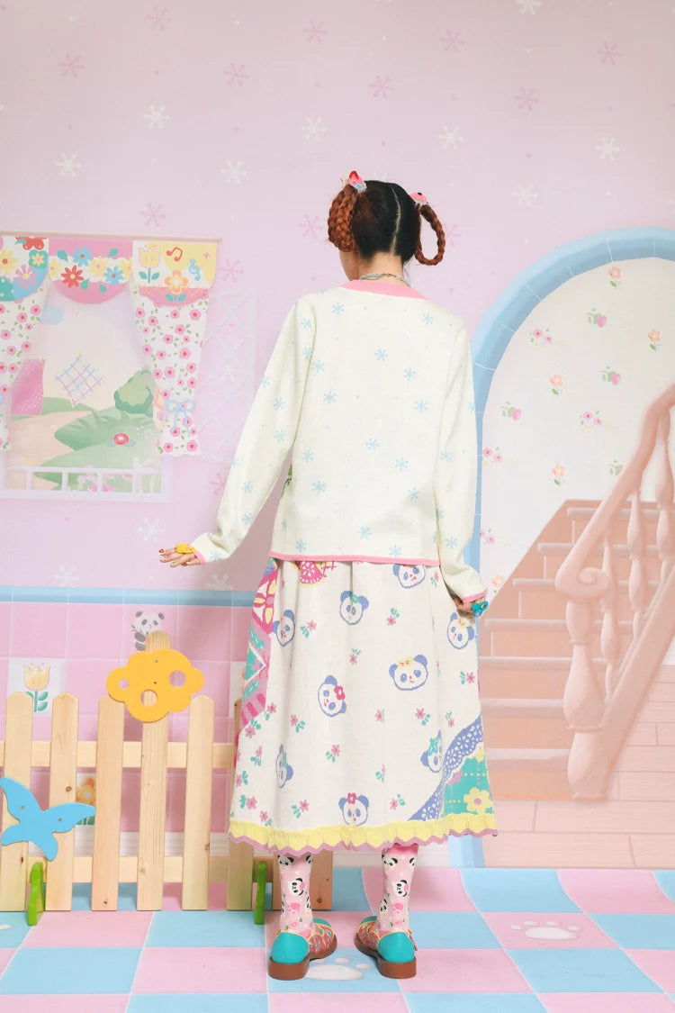 Sweet Panda Garden Knit Skirt