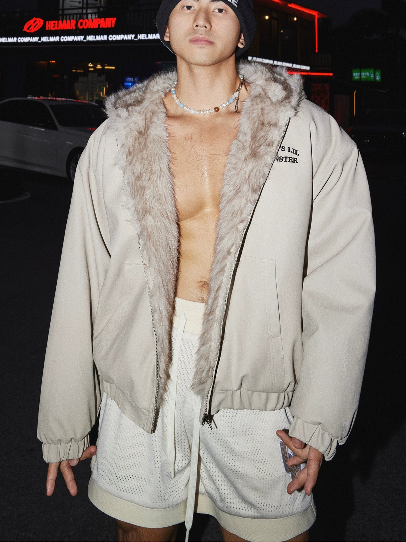 Cozy Beige Faux Fur Hooded Jacket