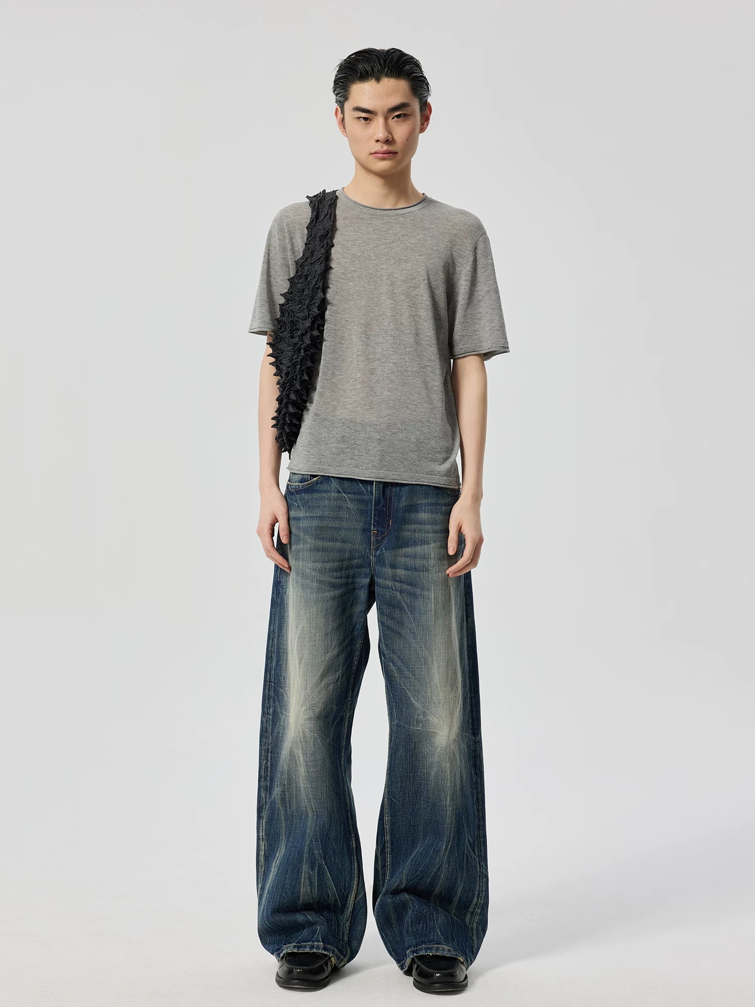 Lightning Wash Wide-Leg Jeans