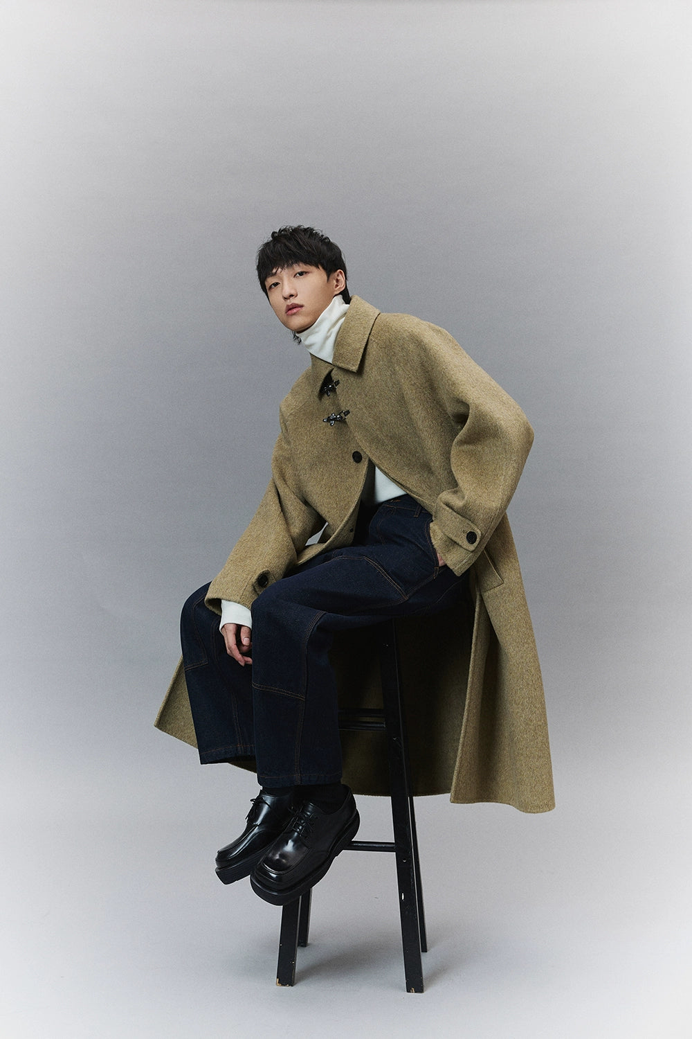 Wool Double-Faced Classic Balmacaan Coat