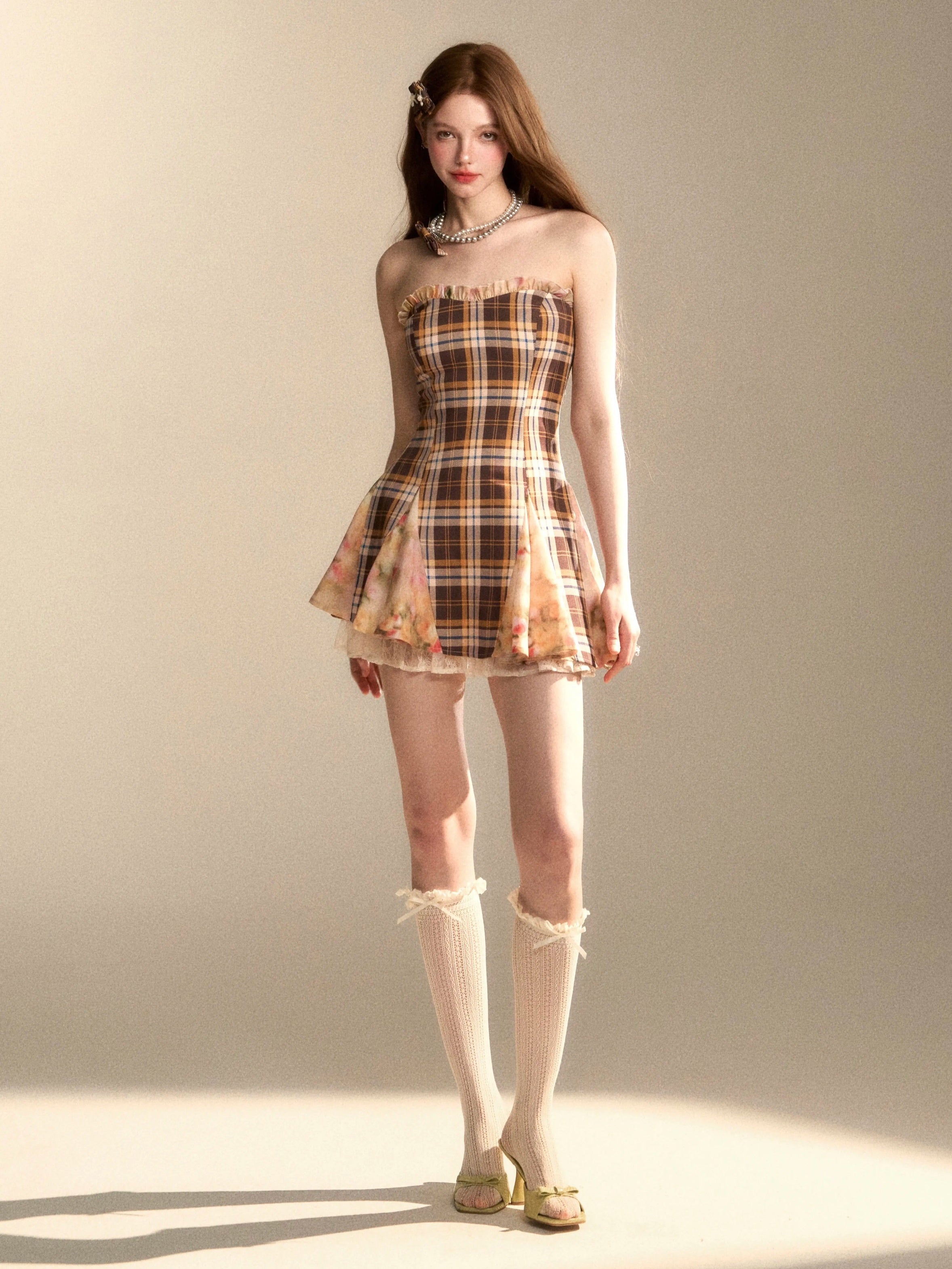 Plaid Corset Mini Dress