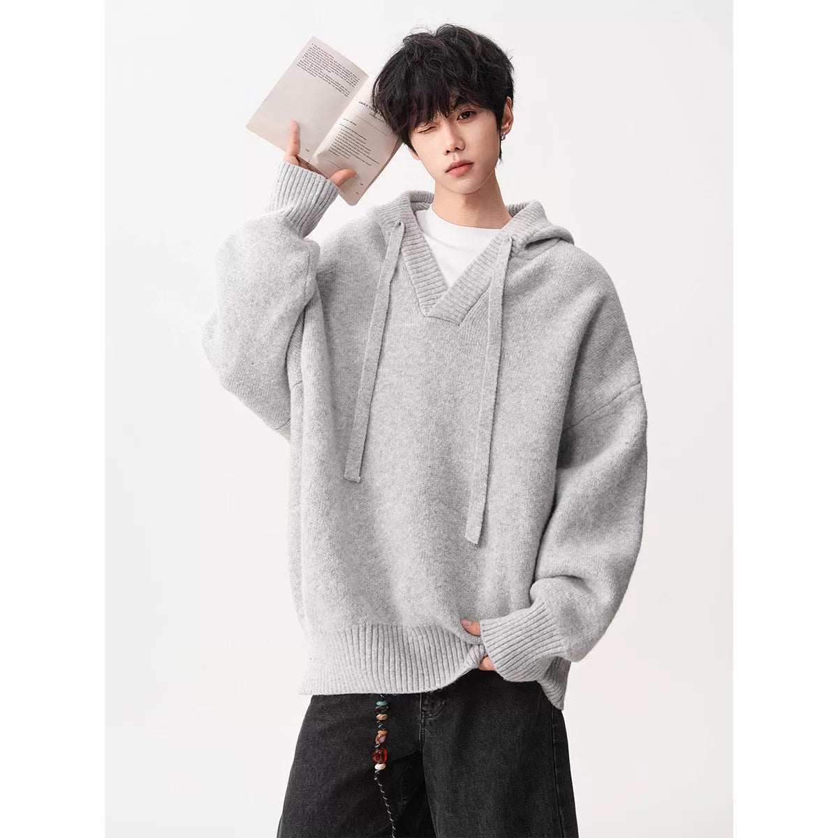 Campus Mist Henley Knit Hoodie