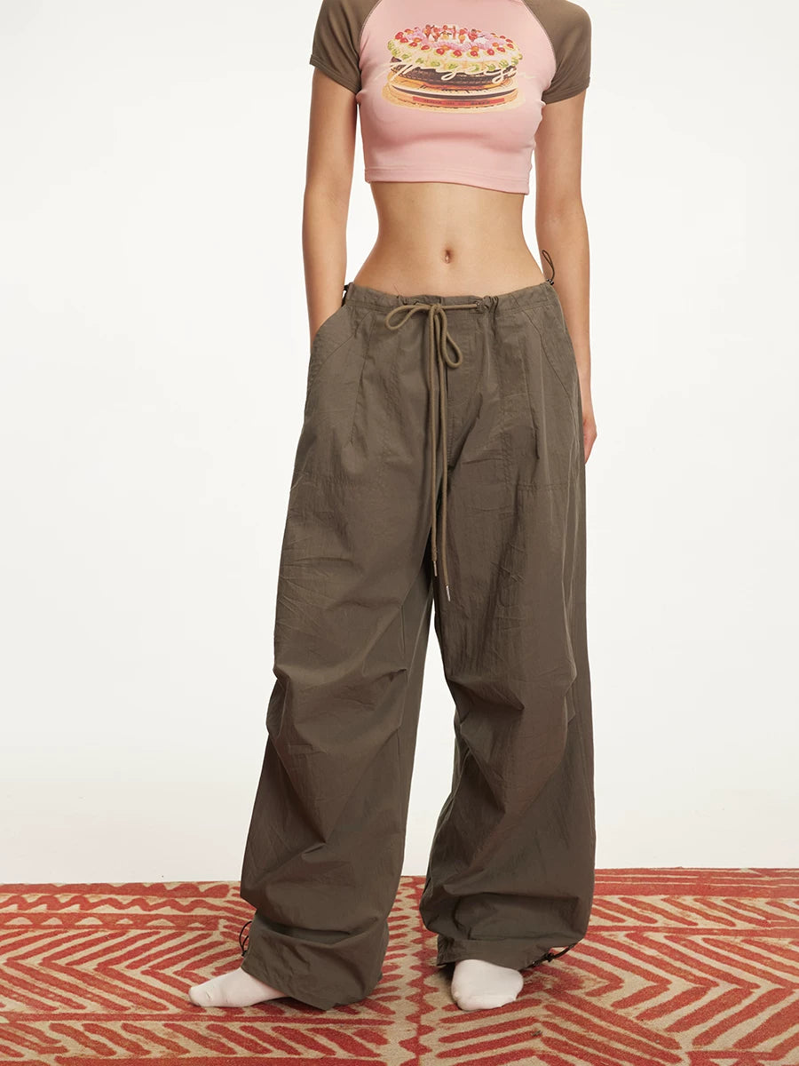 Relaxed Drawstring Parachute Cargo Pants
