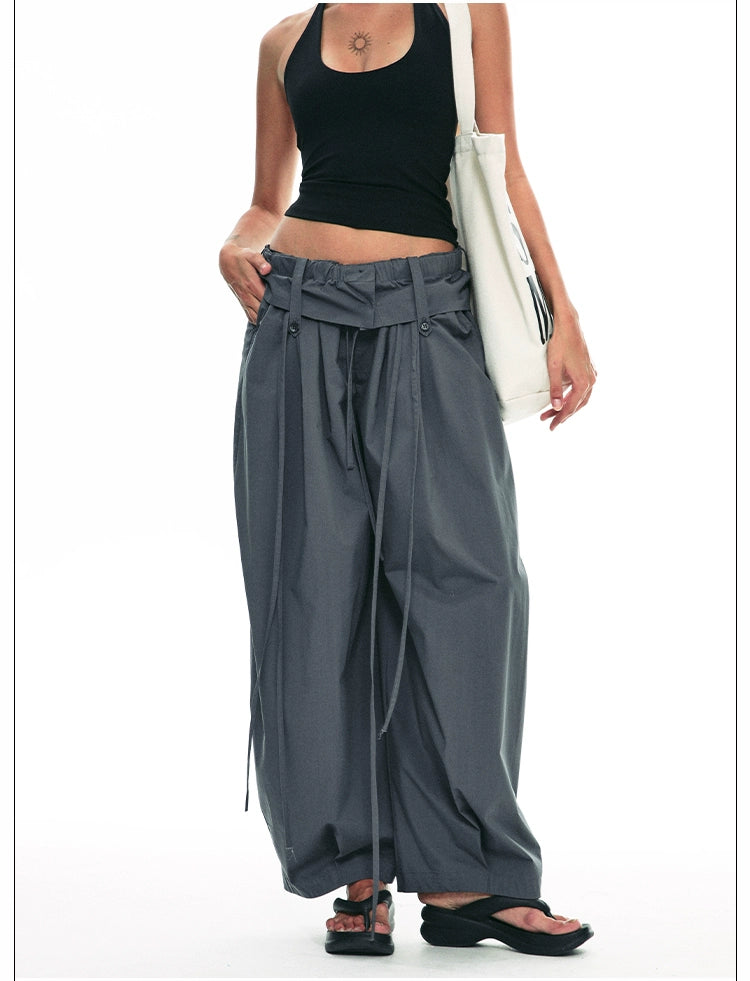 Wide-Leg Paper Bag Trousers
