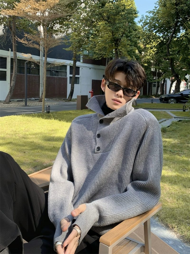Half-Button Turtleneck Sweater