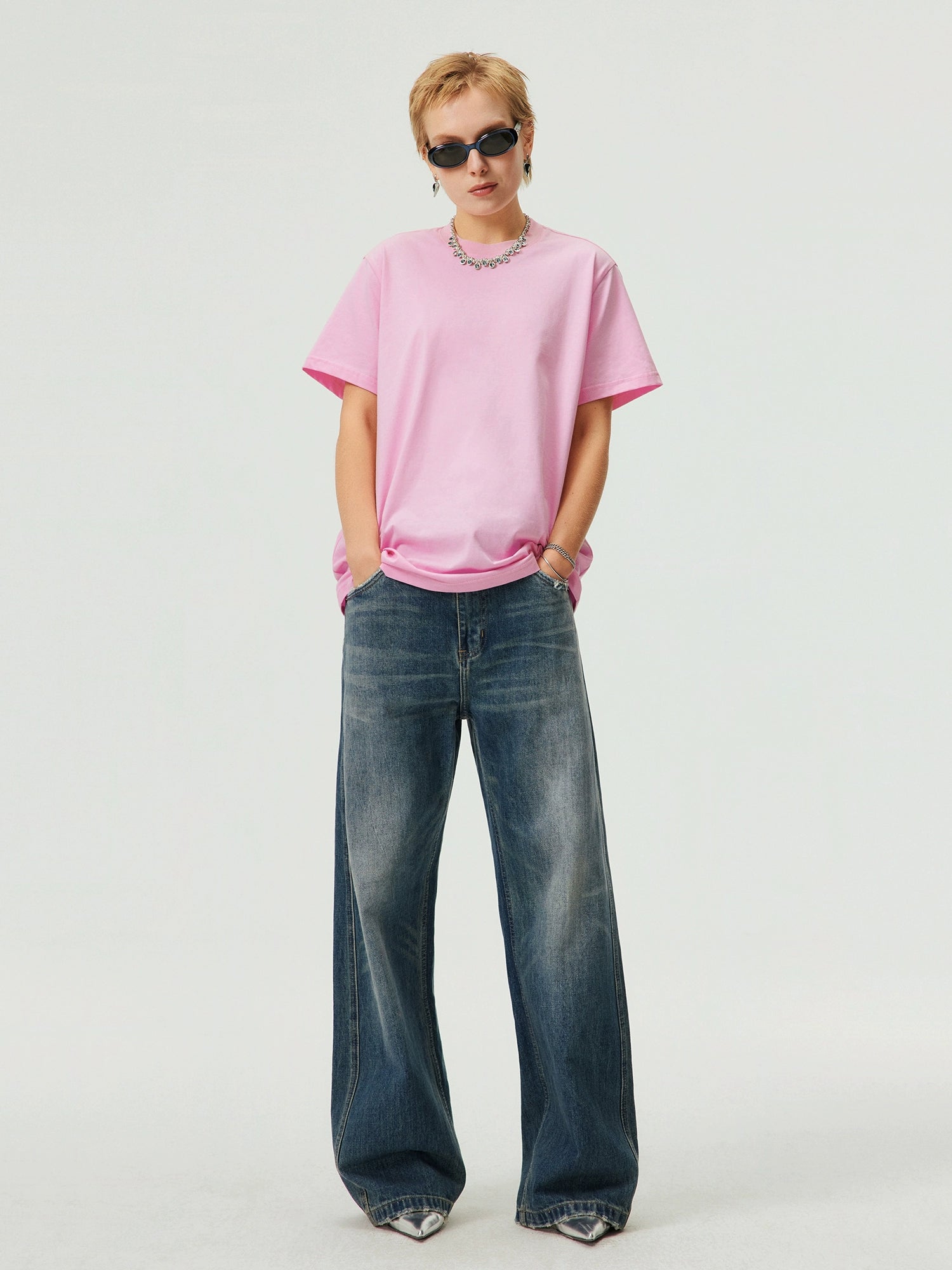 Dark Wash Wide-Leg Relaxed Jeans