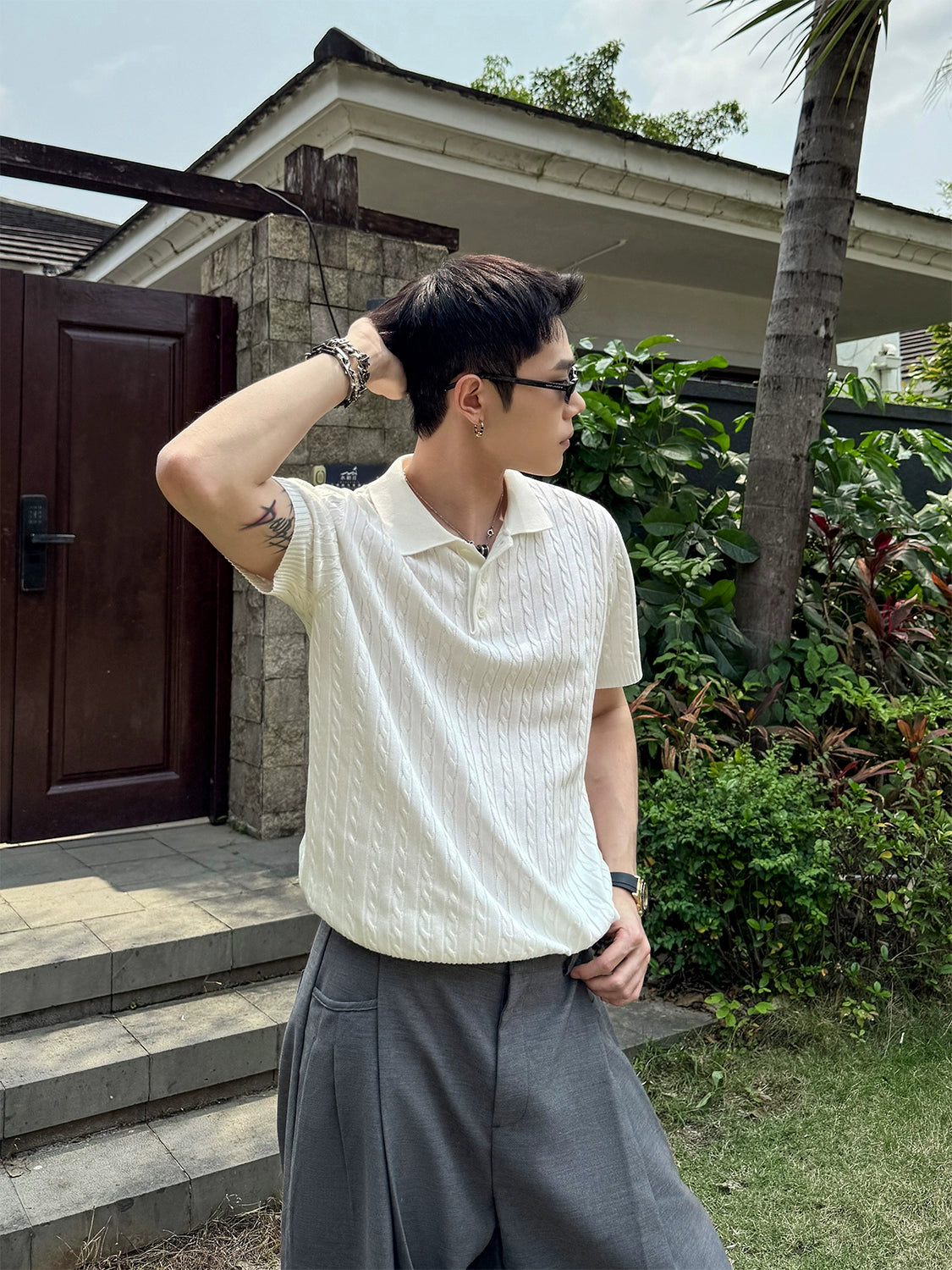 Sunlit Cable Knit Polo