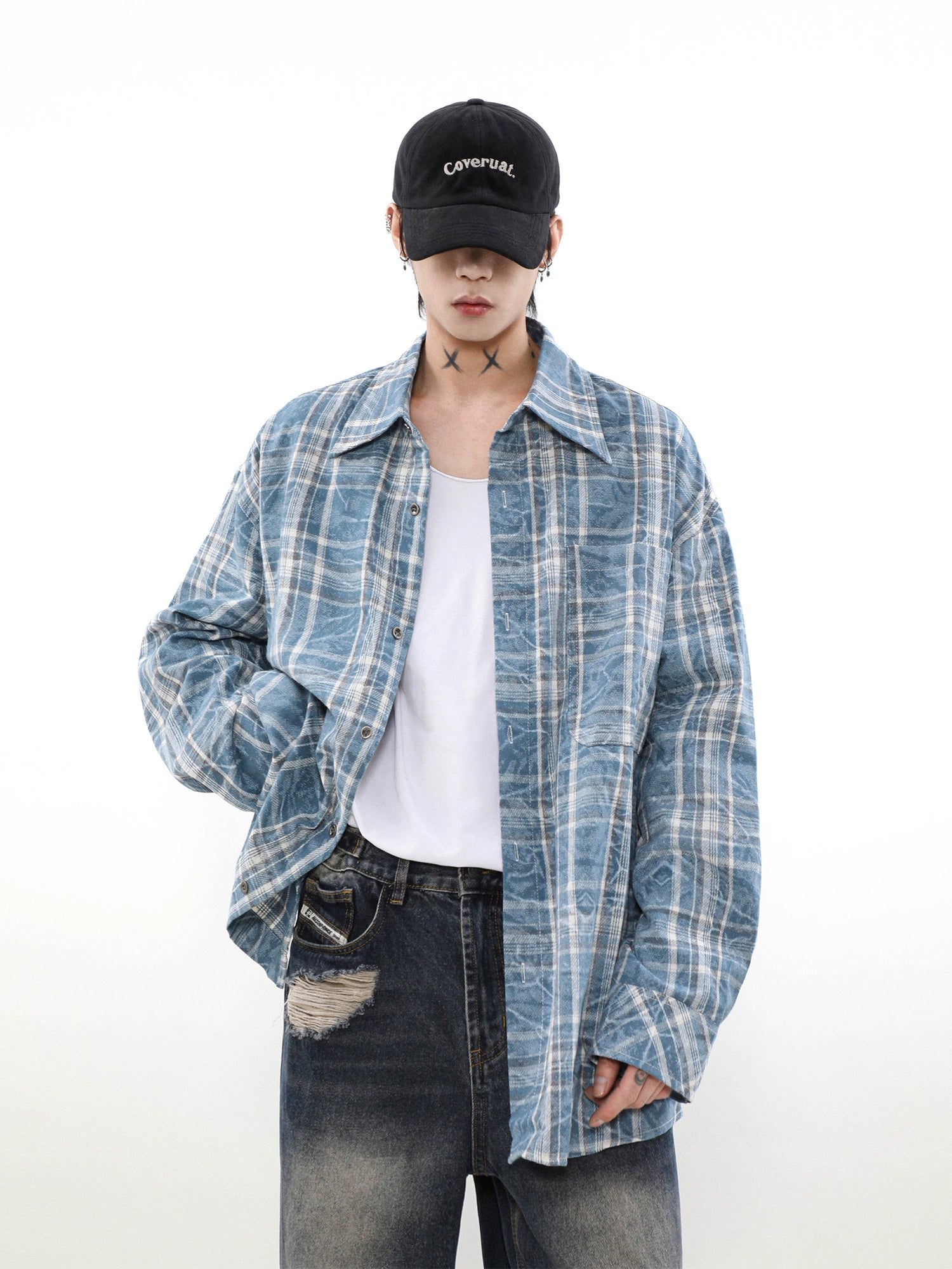 Frost Fade Washed Check Overshirt