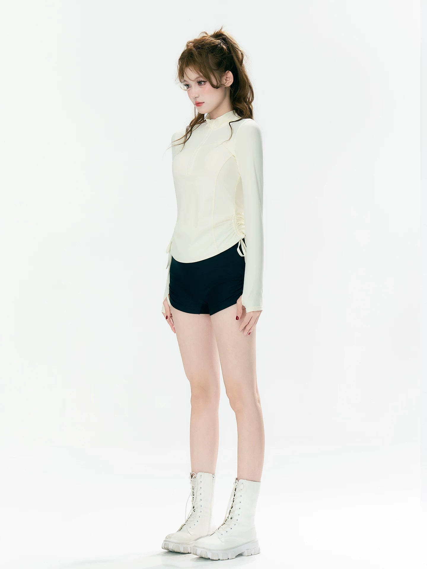 Ivory Crest Long-Sleeve Ruched Surf
