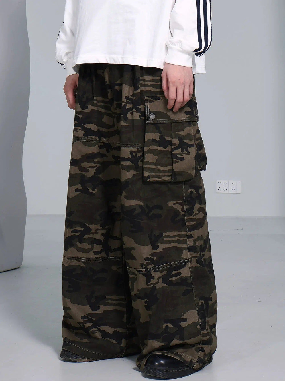Cloud Wide Leg Smocked Waist Cargo Pants