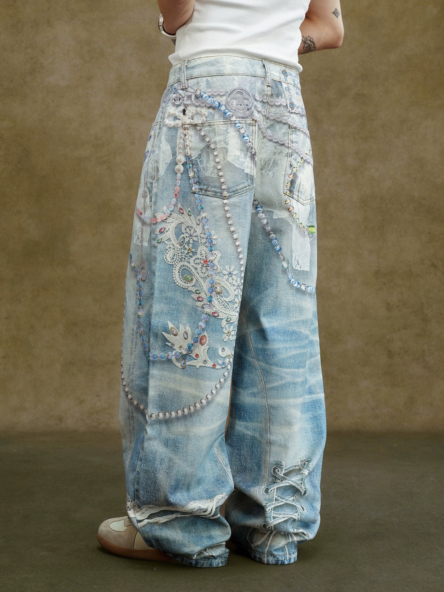 The "deconstructed" embellished jeans