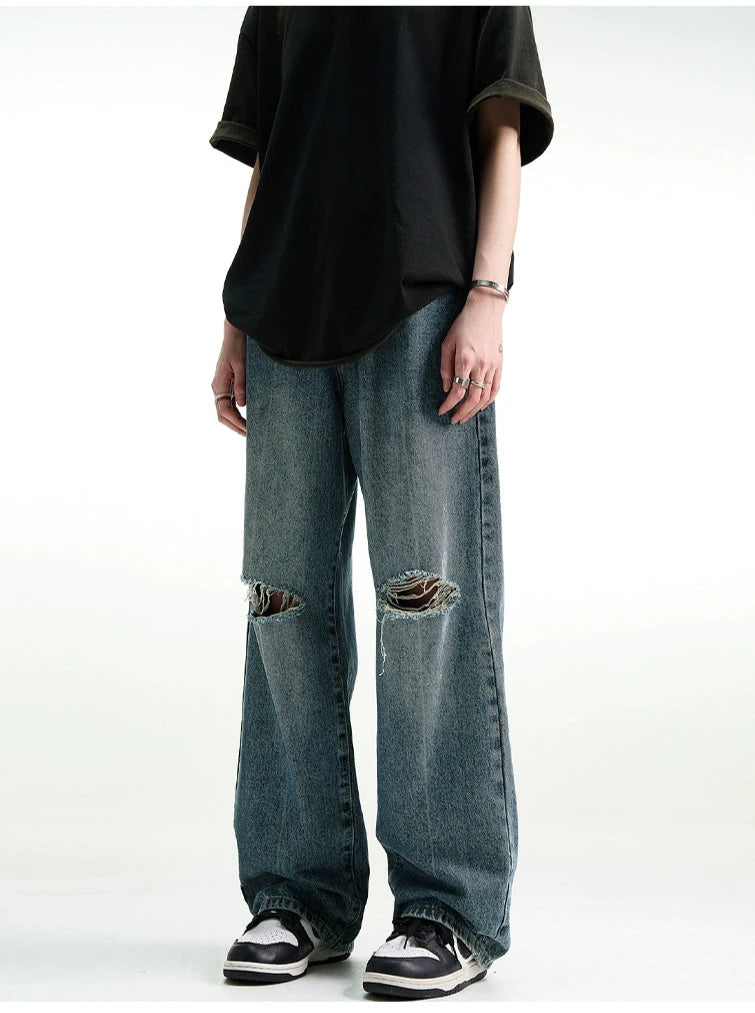 MADWITCH Vintage Vibe Distressed Straight-Leg Jeans