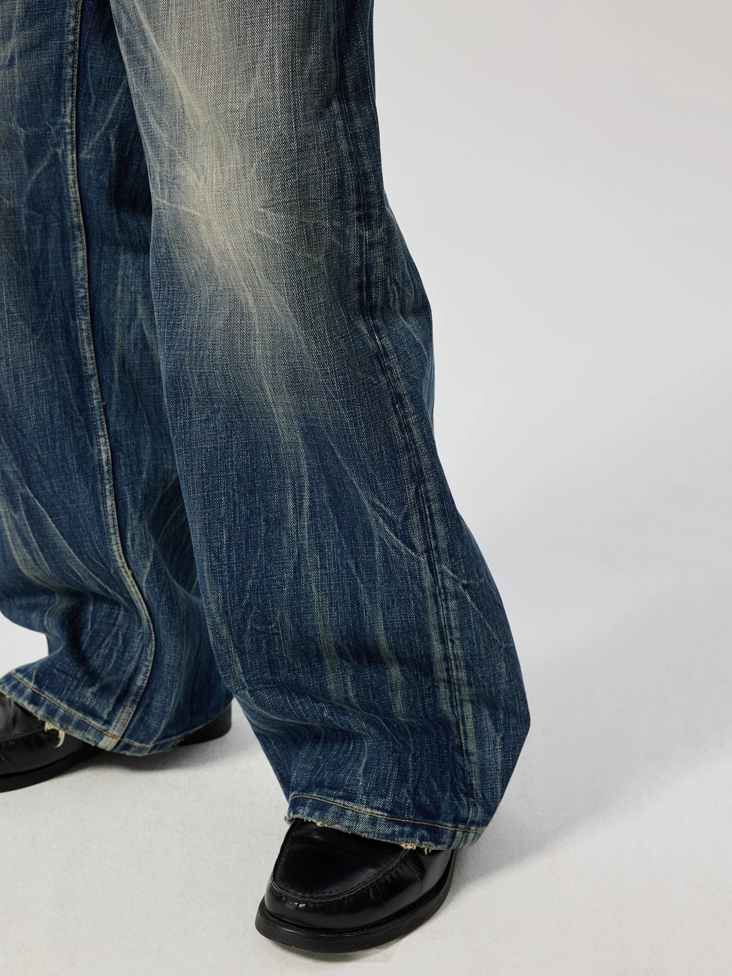Lightning Wash Wide-Leg Jeans