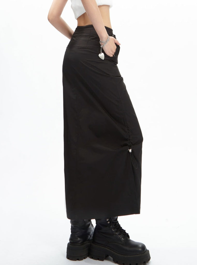 Black Gothic Cargo Maxi Skirt