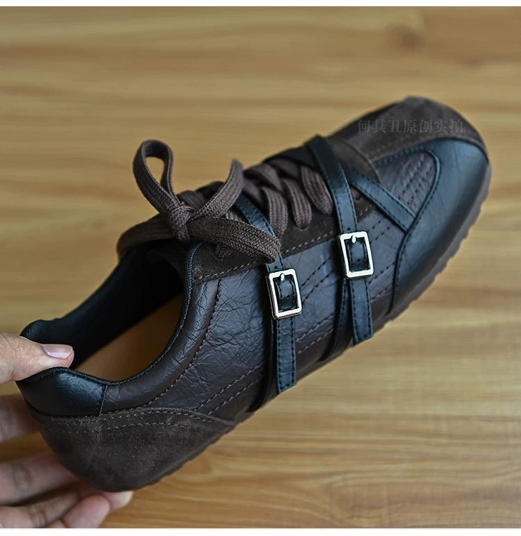Noira Buckle-Strap Retro Sneakers