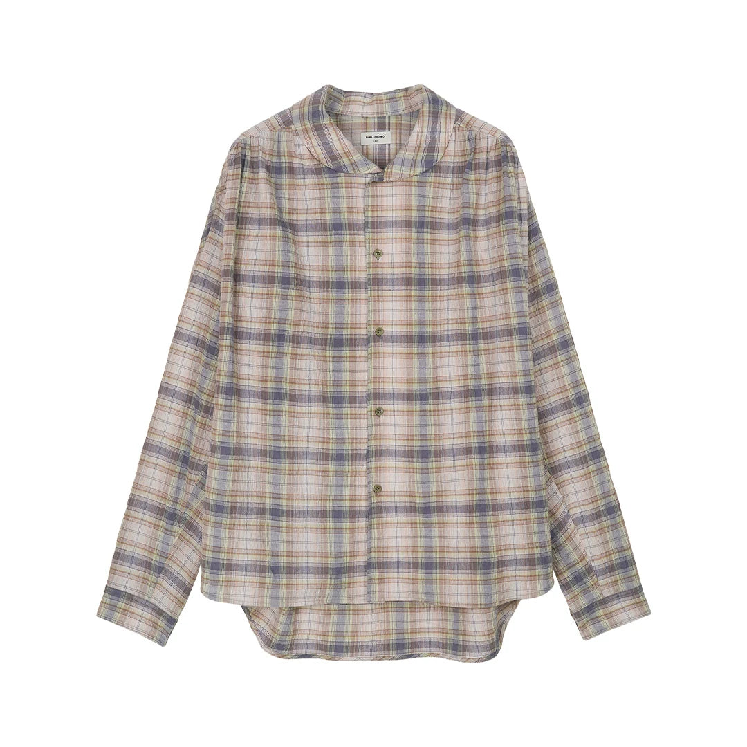 Oversized Pastel Plaid Button-Up Shirt