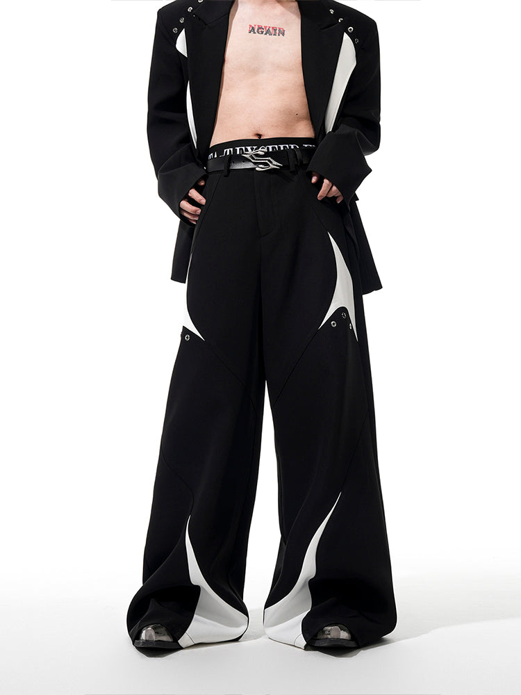 Two-Tone Grommet Blazer and Pants Setup