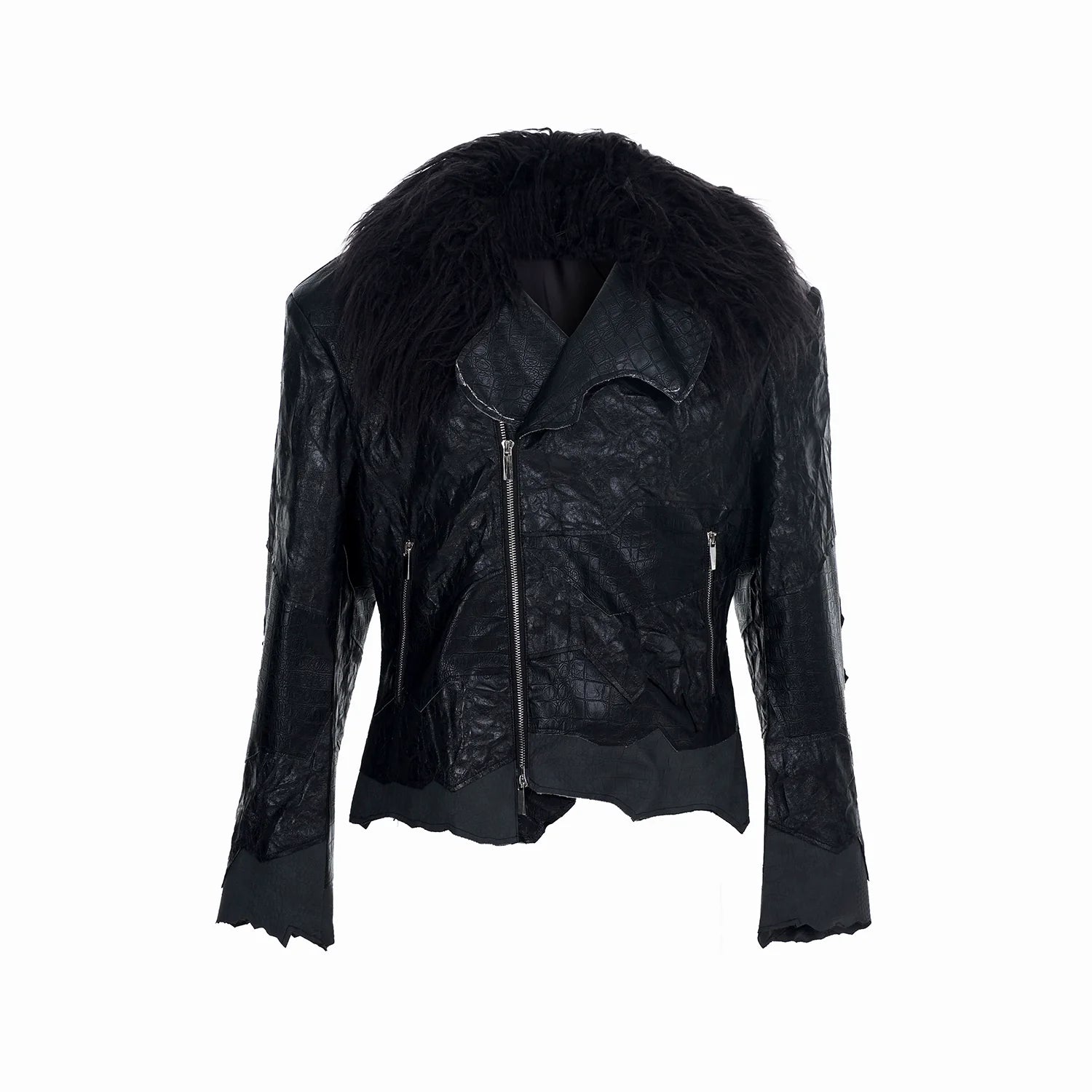 Raven Fur Biker Jacket