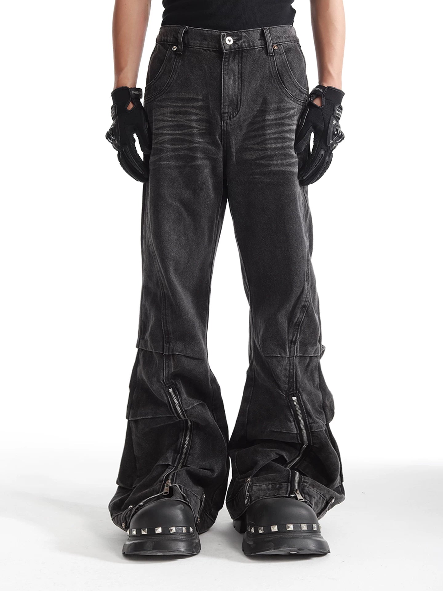 Shadow Flare Zip Denim Jeans