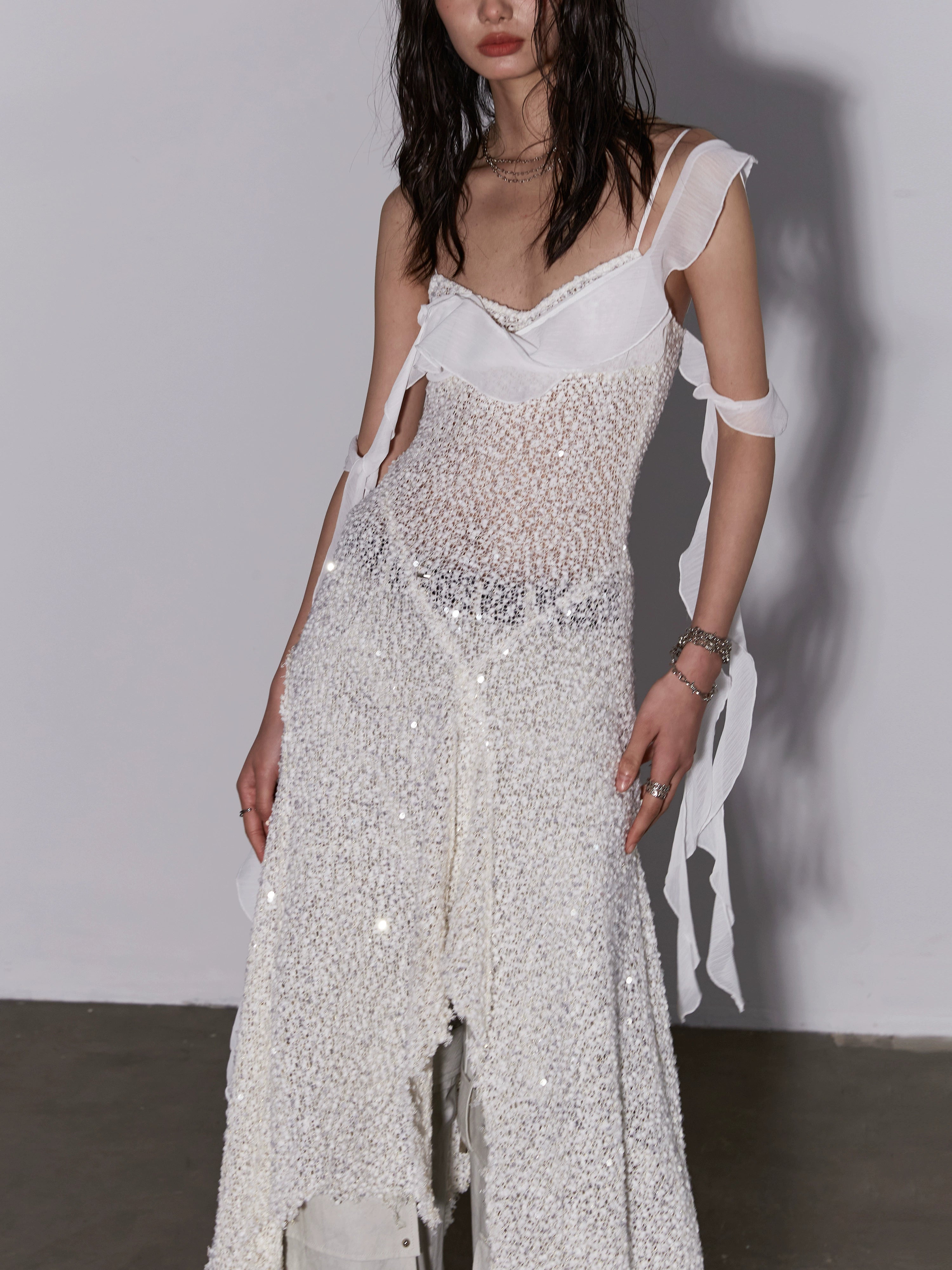 Sequin Mesh Layered Dress