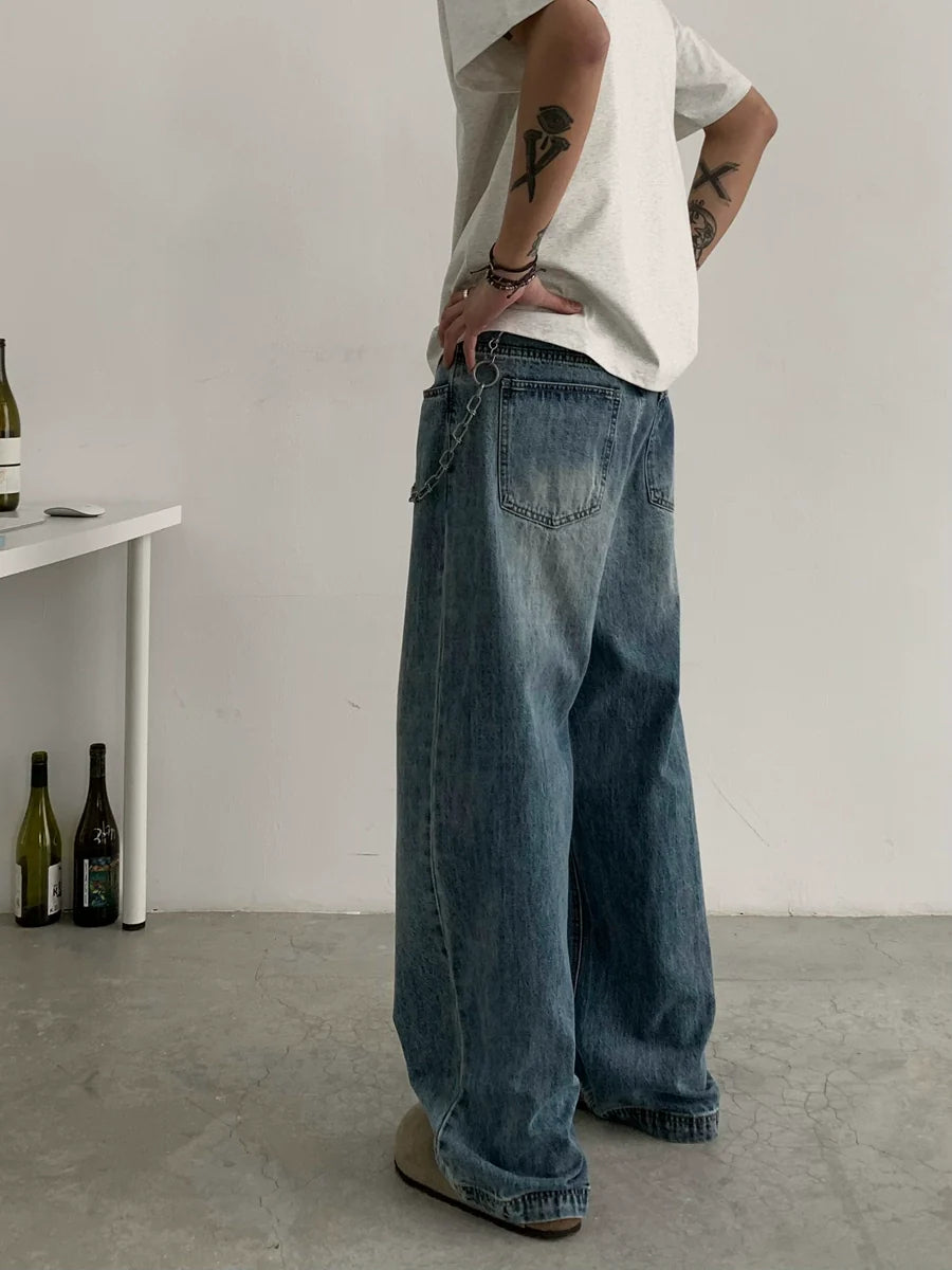 Loose Fit Wide Leg Denim Jeans - chiclara