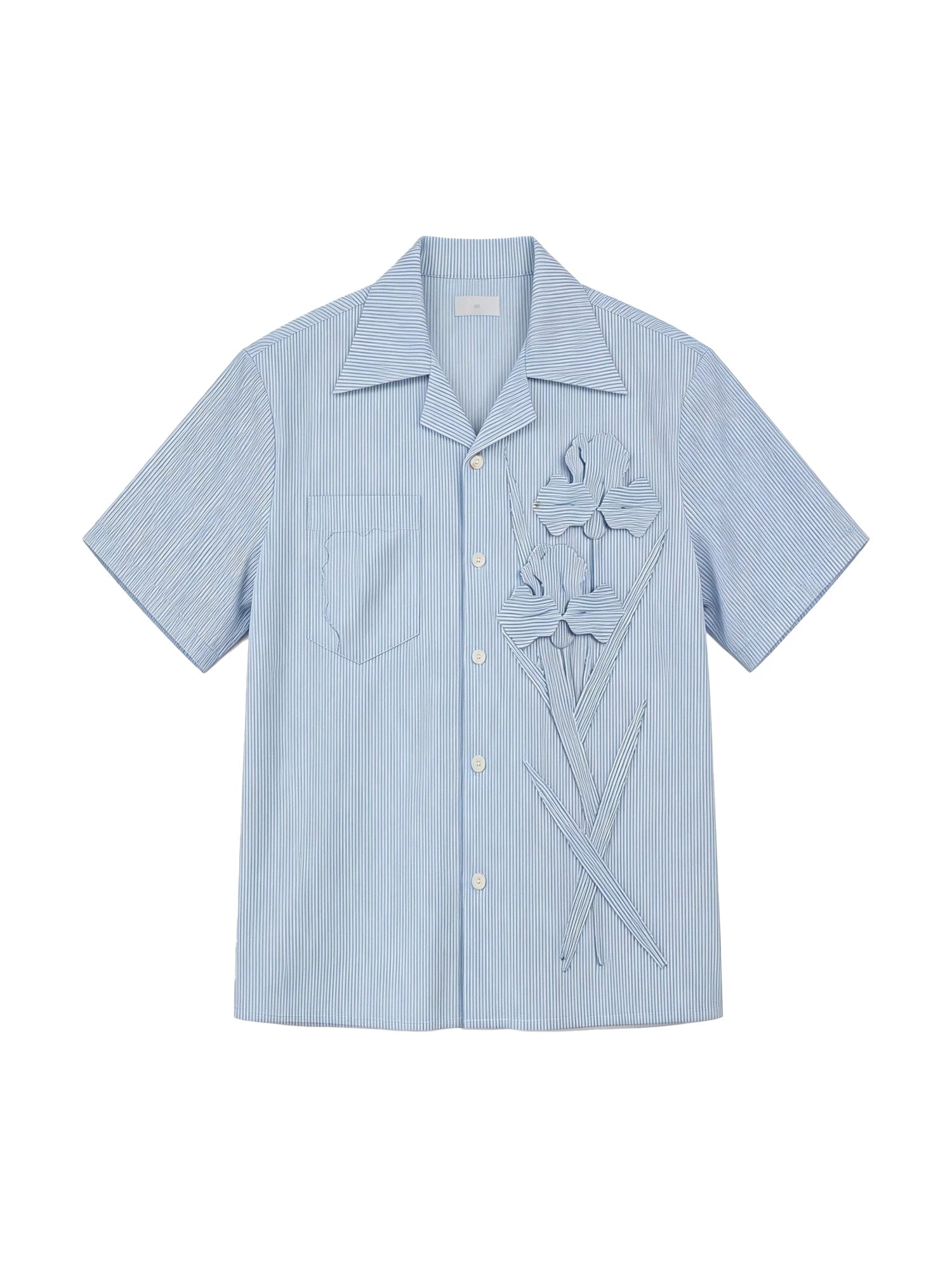 Iris Bloom Stripe Camp Shirt