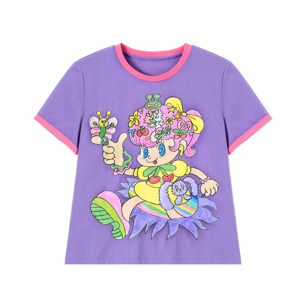 Purple Butterfly Girl Ringer Tee