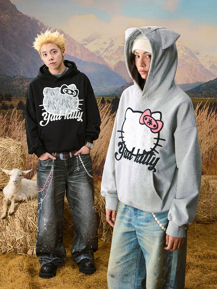Cat Graphic Pullover Hoodie