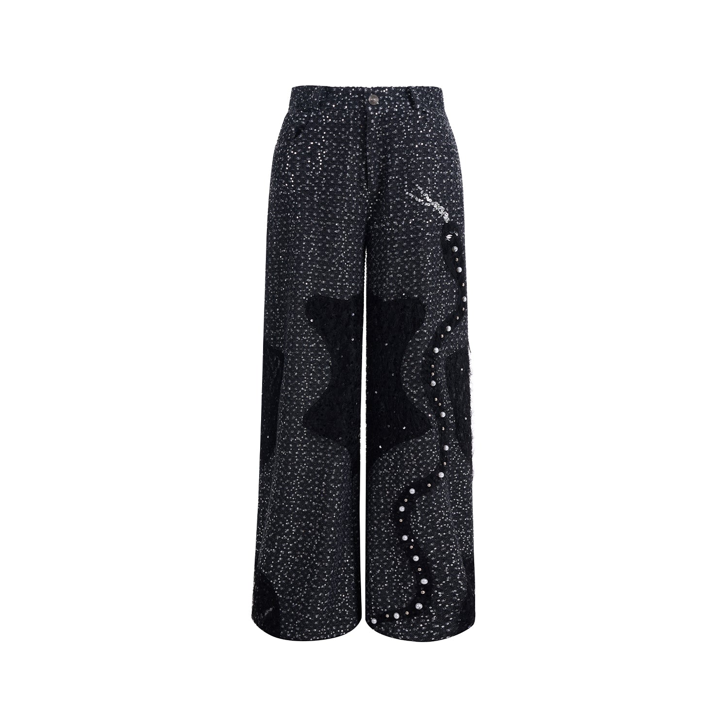 Glitter Pearl Mix Wide-Leg Pants