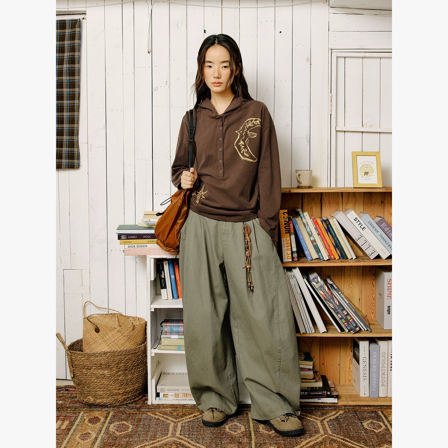 Graphic Embroidered Oversized Polo Shirt