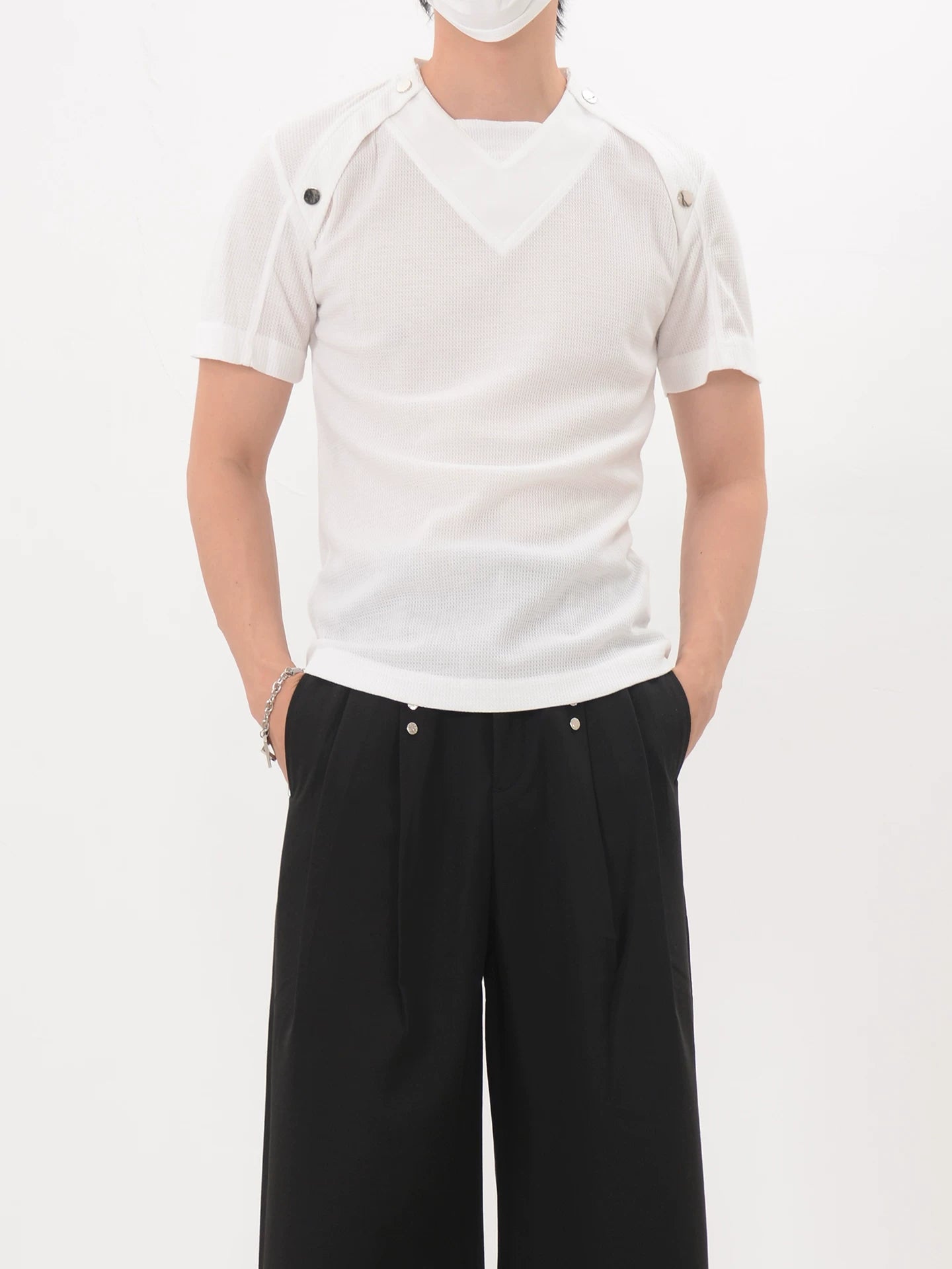 Shoulder Snap Knit Tee