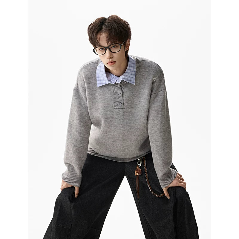 Campus Mist Henley Knit Sweater